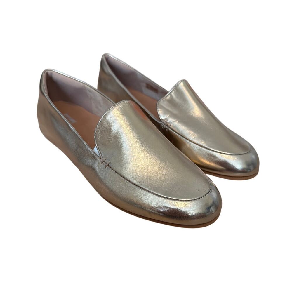 FitFlop Shoes Womens 8 Gold Metallic Leather Loafers Lena Slip On Casual Flats